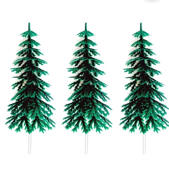 NWOT 16 Piece Santa Skiing & Pine Tree Cake Toppers - Picture 3 of 7